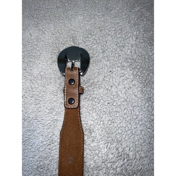 TONY LAMA Mens Cognac Nubuck Diamond Silver Studs Silver Buckle Belt - Picture 9 of 12